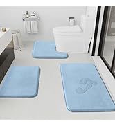 HUXMEYSON Bathroom Rugs Sets 3 Piece, Non-Slip &amp; Quick Dry Bath Mat Set, Ultra Soft Velvet Bath R...