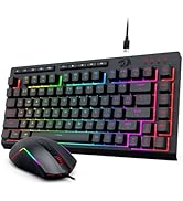 Redragon Wired Gaming Keyboard and Mouse Combo, RGB Backlit, 75% Mini Macro Membrane Keyboard wit...