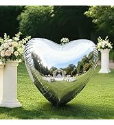Silver Inflatable Mirror Ball,Reusable Heart Inflatable - Hanging Big Ball Decor Bubble Ball for ...