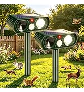 2026 Solar Animal Repellent Ultrasonic Outdoor Cat Deer Repellent with Motion Sensor &amp; Flashing L...