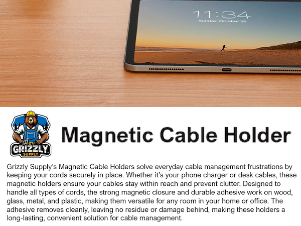 magnetic cable holders being shown again on the desktop