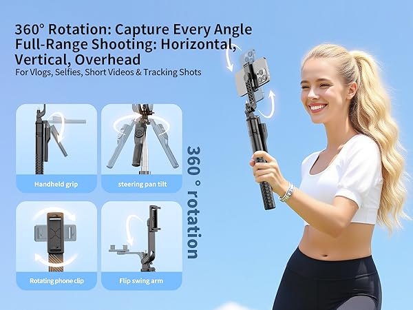 Phone Tripod and Selfie Stick, Tripod with Wireless Compatible with iPhone Android