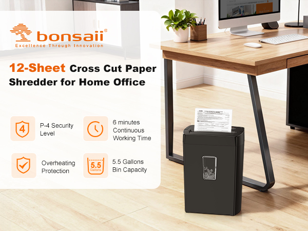 Bonsaii 12-Sheet Cross Cut Paper Shredder