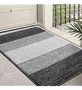 Kitinjoy Indoor Outdoor Door Mat, 36x24 Non-Slip Absorbent Dirt Trapper, Low-Profile Washable Ins...