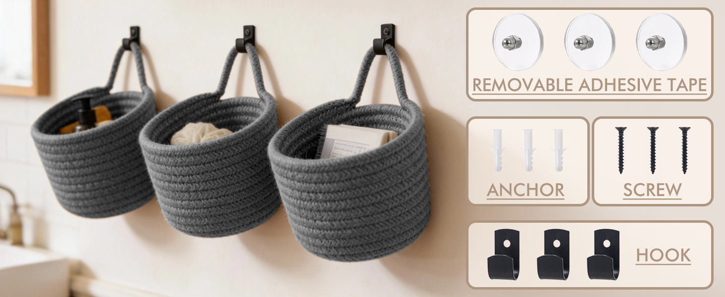 Woven Baskets Storage Decoration Pocket Caddy for Closet Playroom RV Nursery