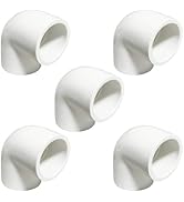 HayEastdor 5PCS 1 Inch White PVC 90 Degree Elbow Adapter Pipe Fittings 2 Way Right Angle Pipe Cor...