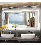 Ratsamee 84x40 Inch Led Mirror for Bathroom with Front Light and Backlit, Dimmable Anti Fog Wall ...