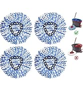 RinseClean Spin Mop Replacement Head - 4 Pack Spin Mop Refills Compatible with O-Ceda RinseClean ...