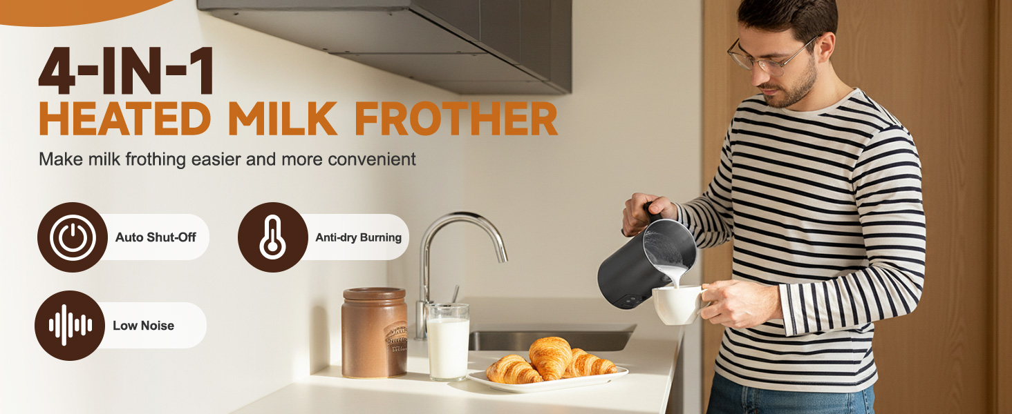 electric milk steamer hot milk frother milk frother and warmer 4-in-1 electric milk steamer