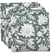 CPC Cloth Napkins Set of 4 Cotton Printed Dinner Hand Print Napkins I Wedding Cocktail Cloth Flor...