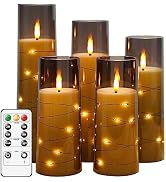 kakoya Flameless LED Candles with Timer 5 Pc Flickering Flameless Candles for Romantic Ambiance a...