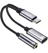 biaze USB C to 3.5mm Headphone and Charger Adapter, 2-in-1 USB C to Aux Audio Jack and Fast Charg...