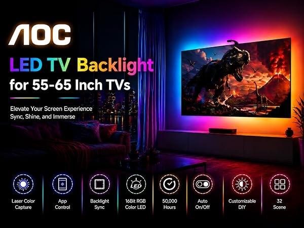 TV LED Backlight Lights That Change RGB LED Strip Lighting Sync Screen Behind TV Changing Lighting