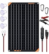 SUNAPEX Solar Battery Trickle Charger Maintainer 30W 12V Waterproof Solar Panel Trickle Charger f...