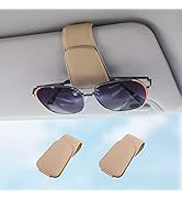 Sunglass Holder for Car Visor Sunglasses Clip Magnetic Leather Glasses Eyeglass Holder Interior C...