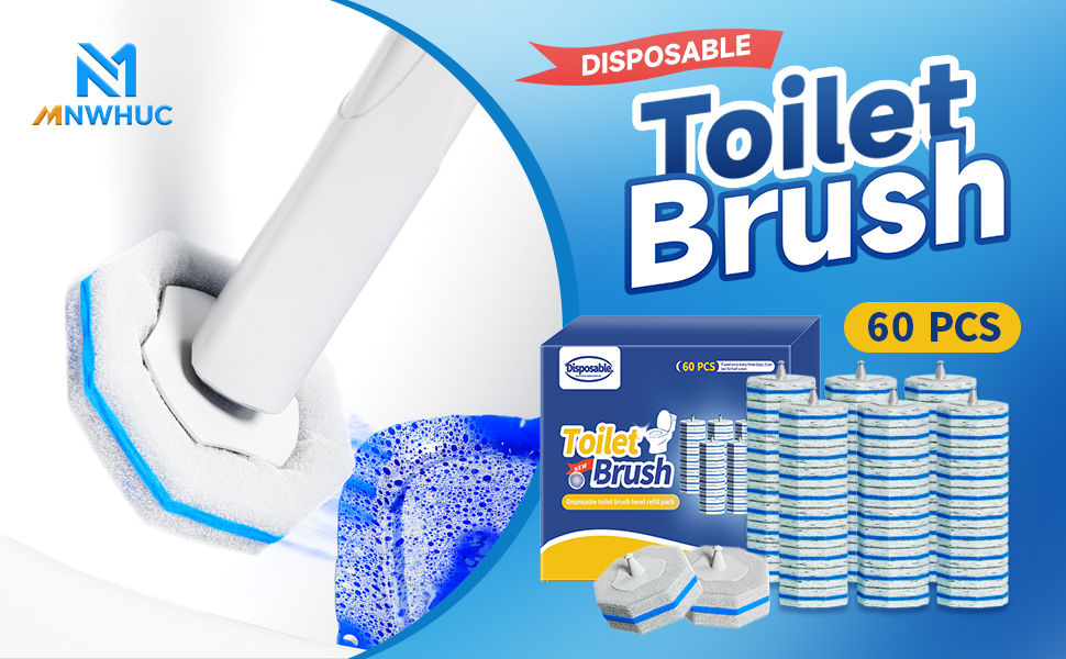 60pcs Disposable Toilet Brush Refills 1