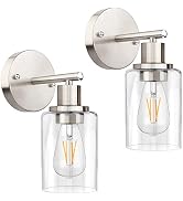 ShineTech Wall Sconces Set of 2, 1-Light Brushed Nickel Wall Lights, Modern Sconces Wall Lighting...