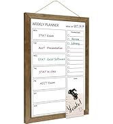 Dry Erase White Board Weekly Calendar Board, Magnetic Whiteboard for Wall,10.6“x14.6 Solid Wood R...