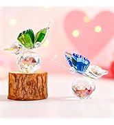 H&amp;D HYALINE &amp; DORA Set 2pcs Butterfly Crystal Figurine Collection Cut Glass Animal Ornament Art C...