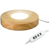 FuoiCorn Wood LED Light Stand - Crystal Display Base for Glass Art/Acrylic, 3 Light Modes with 10...