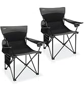 Oversized Camping Chair for Adults - 2 Pack Padded Lawn Chairs with Cup Holder &amp; Side Pocket,Heav...