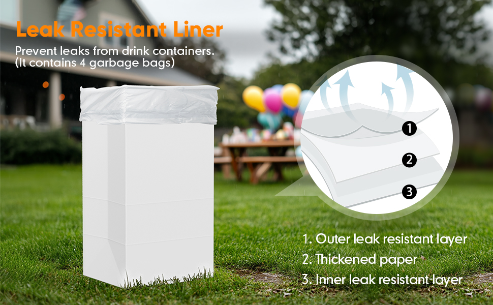 Moryimi 4 Pack Portable Disposable Trash Cans for Parties, 30 Gallon Pop Up Trash Cans for Parties