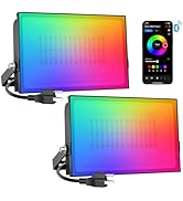 Onforu RGBW LED Flood Light 500W Equivalent 5000LM, Bluetooth Smart Color Changing Floodlights 2 ...