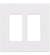 AIDA Screwless Decorator Wall Plates, Mid-Size 2-Gang 4.88" x 4.88", White Outlet Cover Plate, fo...