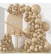 Amandir 153pcs Light Brown Balloons Arch Garland Kit Different Sizes | 18 12 10 5 Inch Cream Beig...