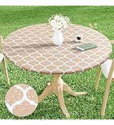Smiry Round Picnic Tablecloth, Waterproof Elastic Fitted Table Covers for 36