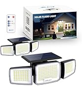 JEJOT Solar Security Light Outdoor Super Bright LED, Motion Sensor Flood Light, 3 Heads 270° Wide...