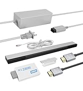 LA NREUCETS 4 in 1 Wii Wired Motion Sensor Bar, Wii to HDMI Converter, Wii Power Cord AC Adapter,...