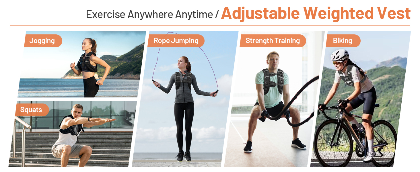 8 12 16 20 lbs Adjustable Weighted Vest with Reflective Stripe Women Men for Workout Fitness