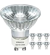 Vinaco GU10 Halogen 35W Bulbs, 6pcs GU10+C 120V 35W Halogen Light Bulbs with Glass Cover, GU10 Di...