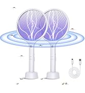 Electric Fly Swatter Racket 3000V Bug Zapper 2 in 1 Mosquito Zapper USB Rechargeable, 1200mAh Mos...