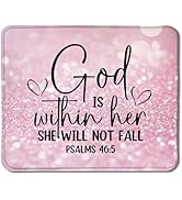 Foritho Pink Christian Mouse Pad, God is Within Her She Will Not Fall Bible Verse Mouse Pad for W...