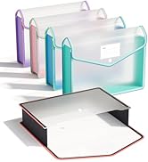 ThinkTex Plastic Expanding File Folder, Transparent envelopes with Snap Closure,No Dividers,Large...