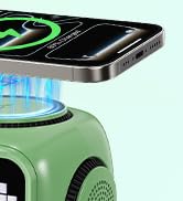 Retro Robot 5-in-1 Bluetooth Speaker: 15W Wireless Charger, Pixel LED Screen, 10W Stereo Sound &amp; ...