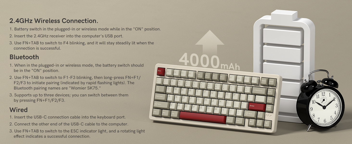 Wireless Mechanical Gaming Keyboard, VIA Custom Keyboard, RGB Creamy Gaming Keyboard