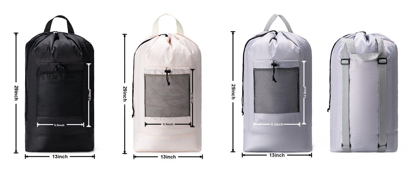 Laundry Bag with Shoulder Straps and Mesh Pocket