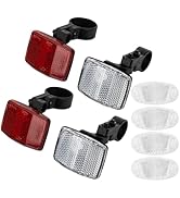 PSLER 8-Piece Bike Reflector Kit for Night Riding, Front and Rear Bicycle Safety Lights, Reflecto...