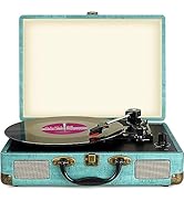 Vinyl Record Player Turntable with Built-in Bluetooth Receiver &amp; Stereo Speakers,3 Speed 3 Size S...
