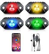 4WDKING RGB LED Rock Lights - 4 Pods Multicolor Rock Light Kit Timing, Music Mode for Underglow J...