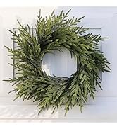 24" Norfolk Pine Wreath for Front Door, Artificial Christmas Wreath Faux Pine Green Wreath for Wa...