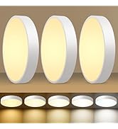 HLinghtnet 3 Pack White 24W Modern LED Flush Mount Ceiling Light, Close to Ceiling Light Fixture,...