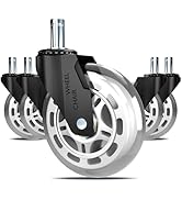 QXYJLCN 3 Inch Heavy Duty Office Chair Casters (5-Pack) - 650LBS Capacity PU Wheels, Non-Marking ...