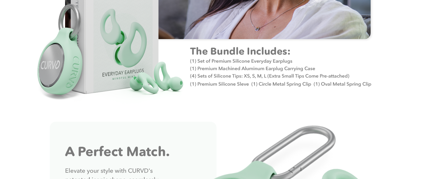 CURVD Everyday Earplug Bundle Mint Soften the Sound