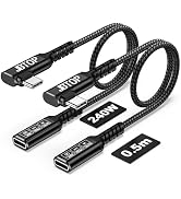 JBTOP USB C Right Angle Extension Cable 1.5FT, [40Gbps/240W/8K 2 Pack] USB 4.0 Type C Male to Fem...