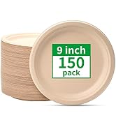 Disposable Paper Plates 9 Inch [150 Pack] Brown