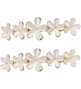 2 Pcs Flower Opal Hair Clips Gold Sparkly Wedding Barrettes Fancy Hair Pins Valentines Wedding Pr...